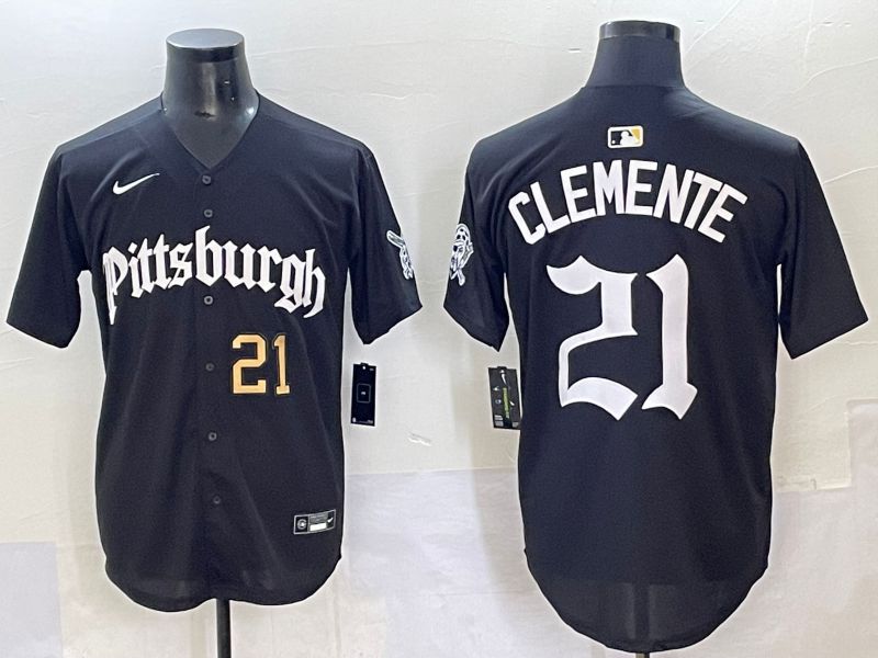 Men 2025 Pittsburgh Pirates #21 Clemente Black Five generations Joint Name Nike MLB Jersey style 6->pittsburgh pirates->MLB Jersey